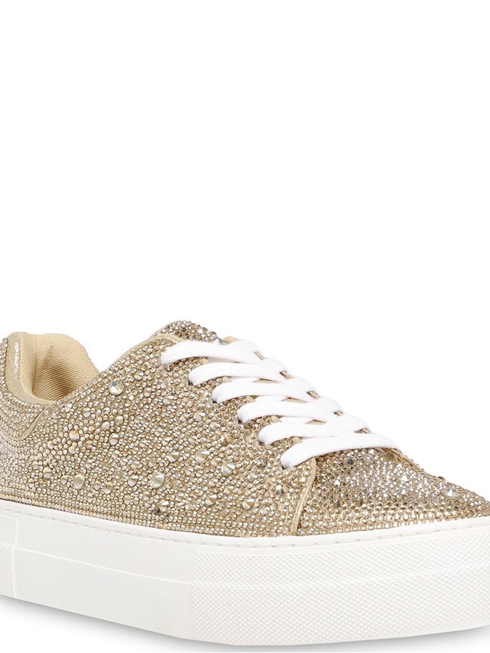 Betsey Johnson Gold Crystal Embellished Platform Sneakers